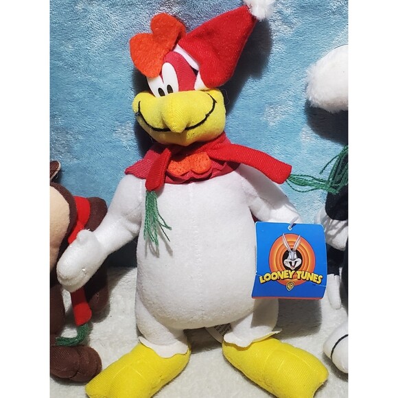Vintage XMAS Looney Tunes Plush Lot NWT 1997 Tasmanian Devil Sylvester Foghorn - Picture 4 of 9